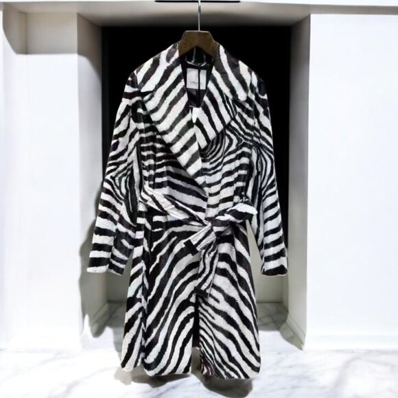 NWT S MAX MARA Ricordo animal-print cotton-blend coat - Picture 1 of 7